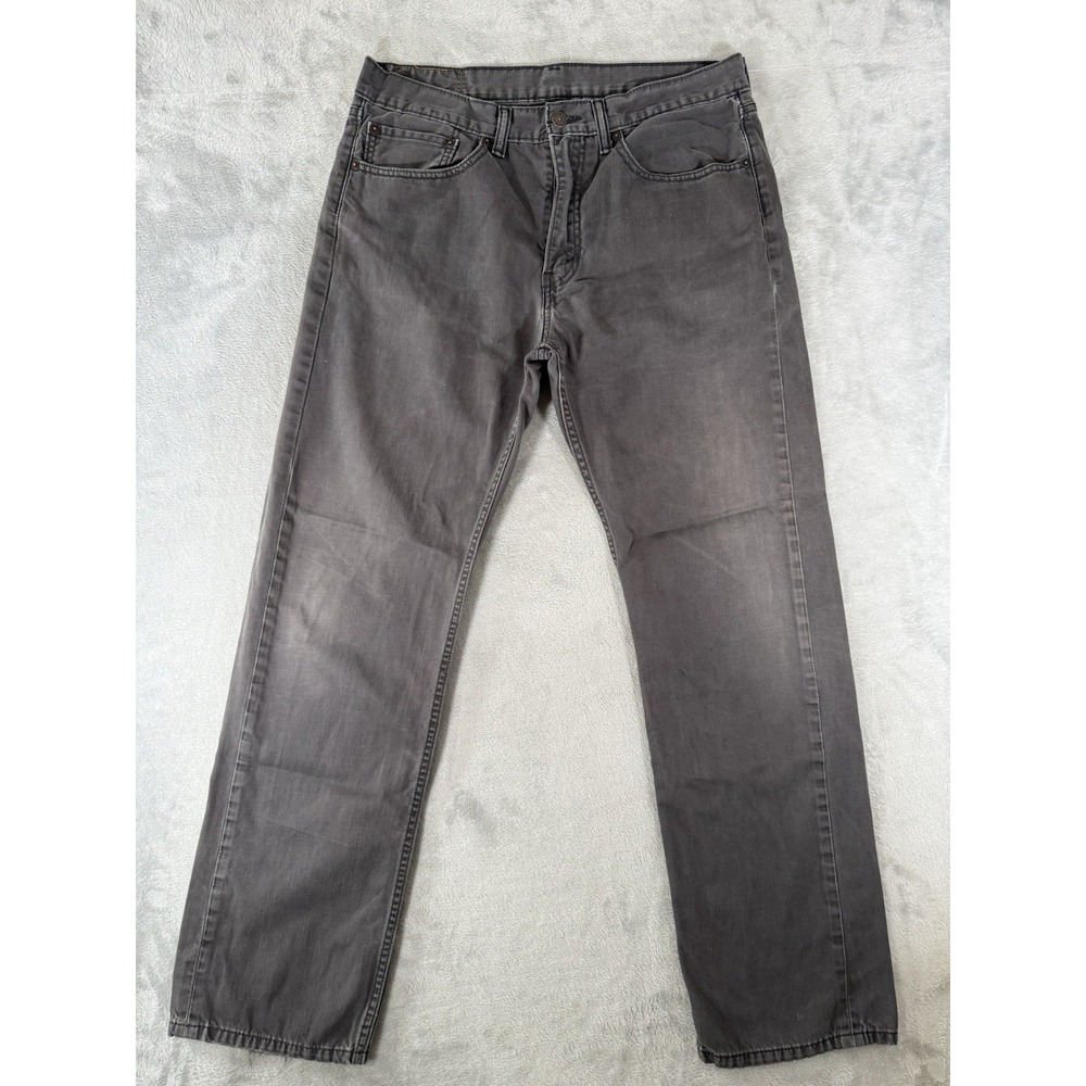 Levis 505 Jeans Mens 34x32 Grey Denim Regular Fit Straight Leg